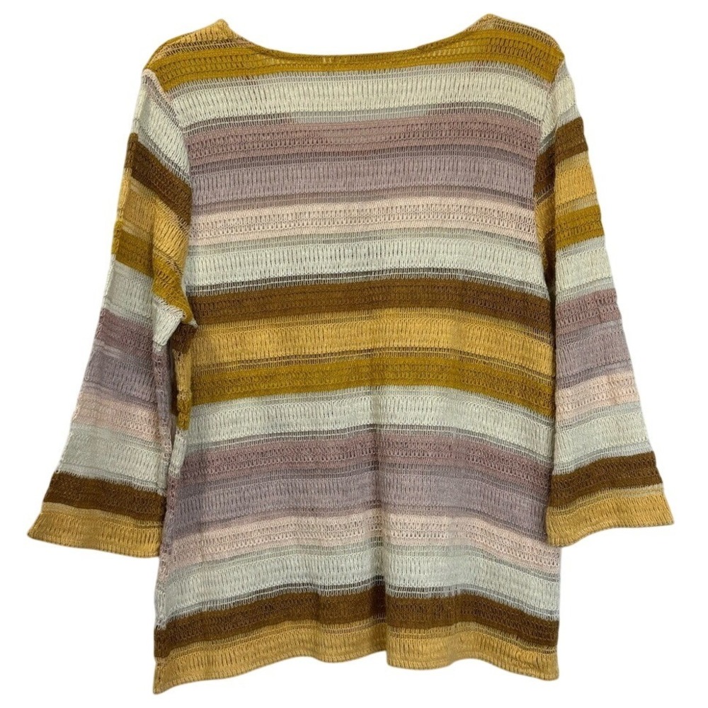 Soft Surroundings Crochet Knit Sweater Lightweight Striped Boho Grannycore PXL - Picture 3 of 7